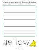 Write a story using the word yellow Coloring Page