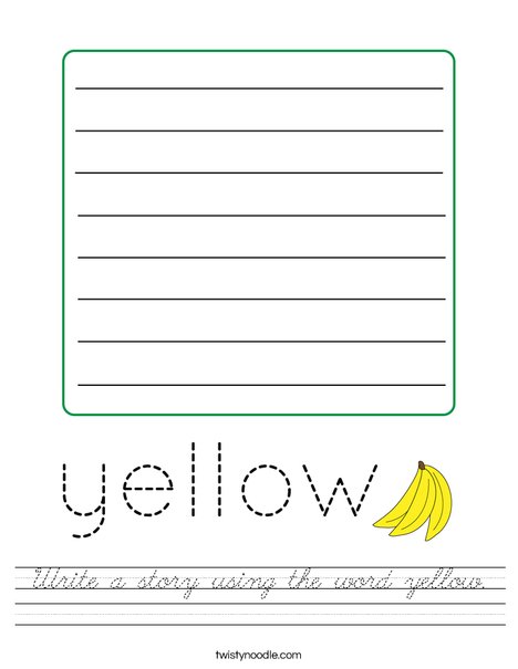 Write a story using the word yellow. Worksheet