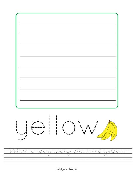 Write a story using the word yellow. Worksheet