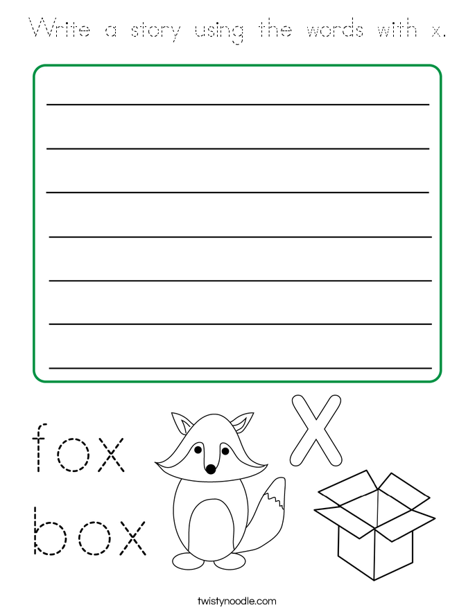 Write a story using the words with x. Coloring Page