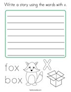 Write a story using the words with x Coloring Page