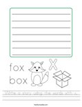 Write a story using the words with x. Worksheet