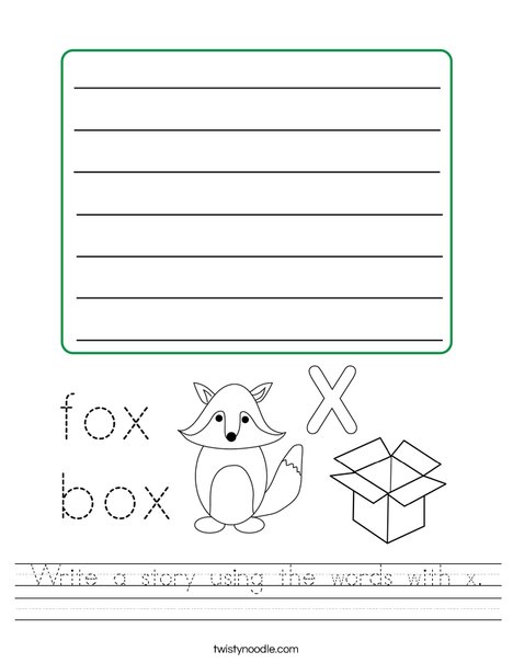 Write a story using the words with x Worksheet