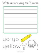 Write a story using the Y words Coloring Page