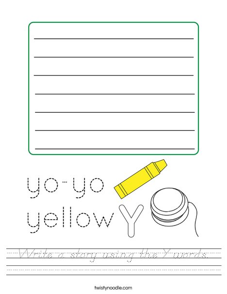 Write a story using the Y words. Worksheet