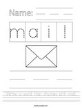 Write a word that rhymes with mail. Worksheet