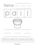 Write a word that rhymes with pail. Worksheet