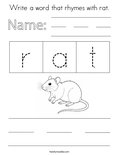 Write a word that rhymes with rat. Coloring Page