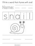 Write a word that rhymes with snail. Coloring Page