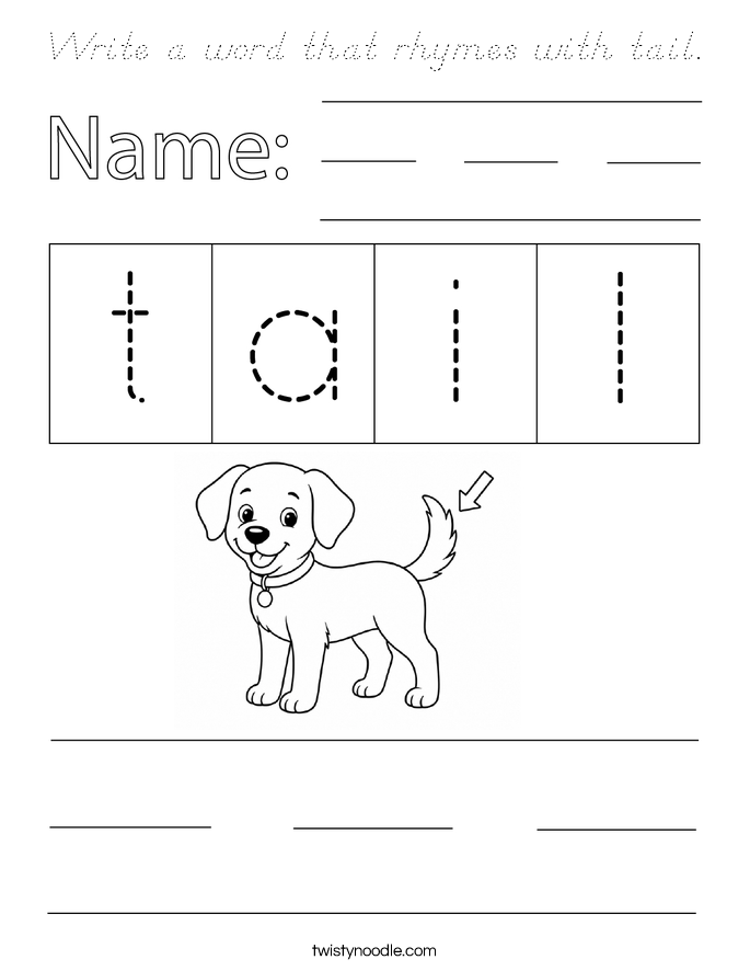 Write a word that rhymes with tail. Coloring Page