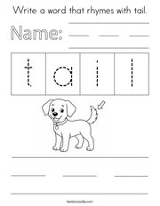 Write a word that rhymes with tail Coloring Page