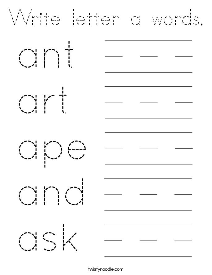 Write letter a words. Coloring Page