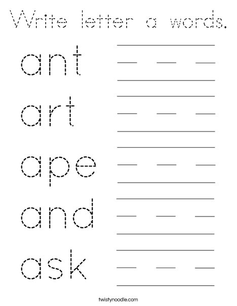 Write letter a words. Coloring Page