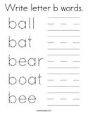 Write letter b words Coloring Page