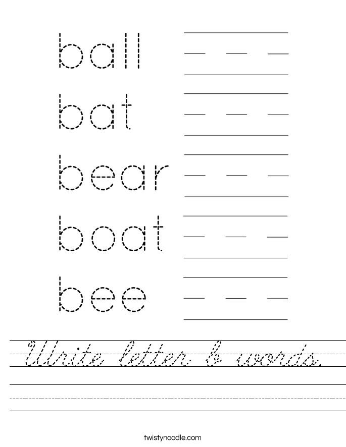Write letter b words. Worksheet
