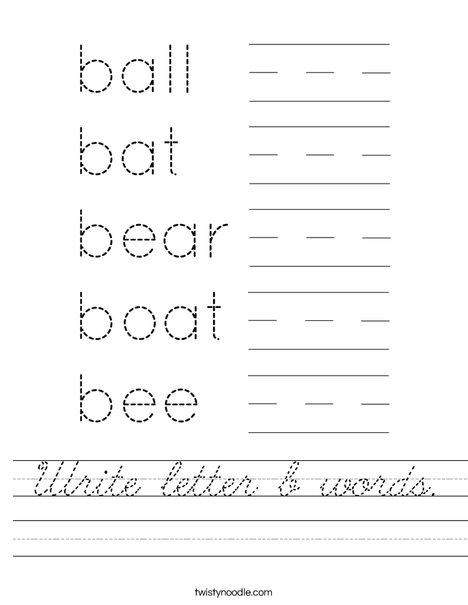 Write letter b words. Worksheet