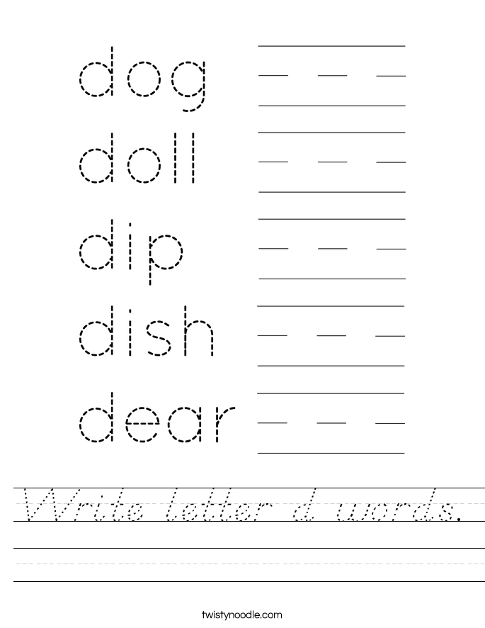 Write letter d words. Worksheet