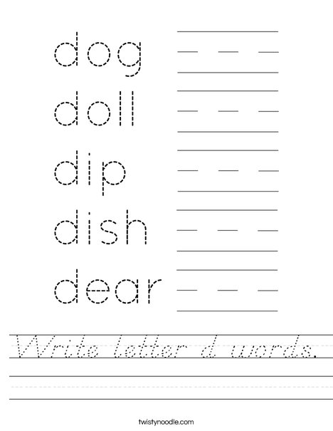Write letter d words. Worksheet