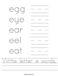 Write letter e words. Worksheet
