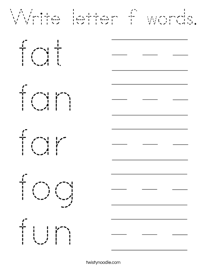 Write letter f words. Coloring Page