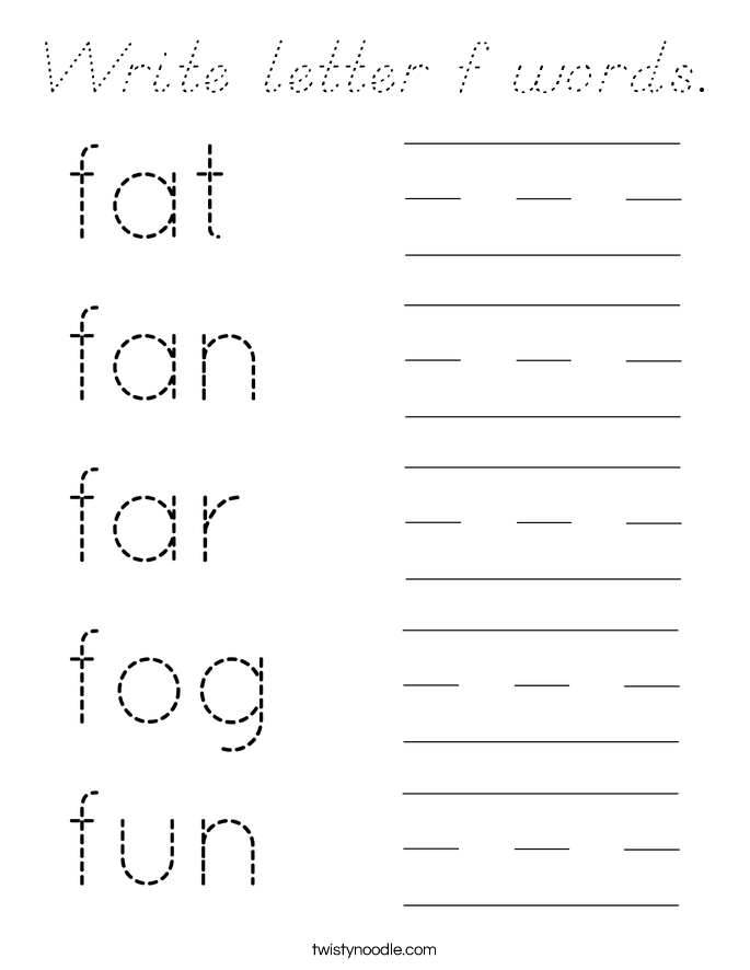 Write letter f words. Coloring Page