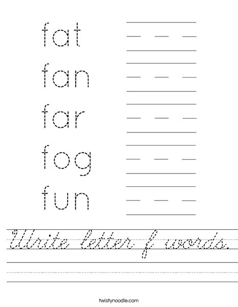 Write letter f words. Worksheet