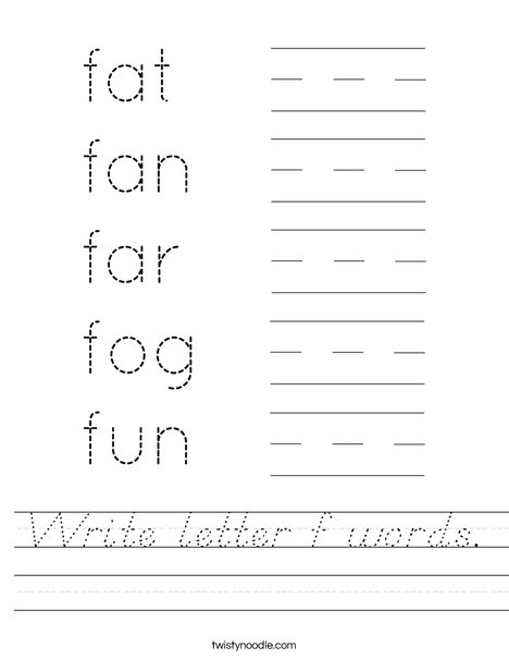 Write letter f words. Worksheet
