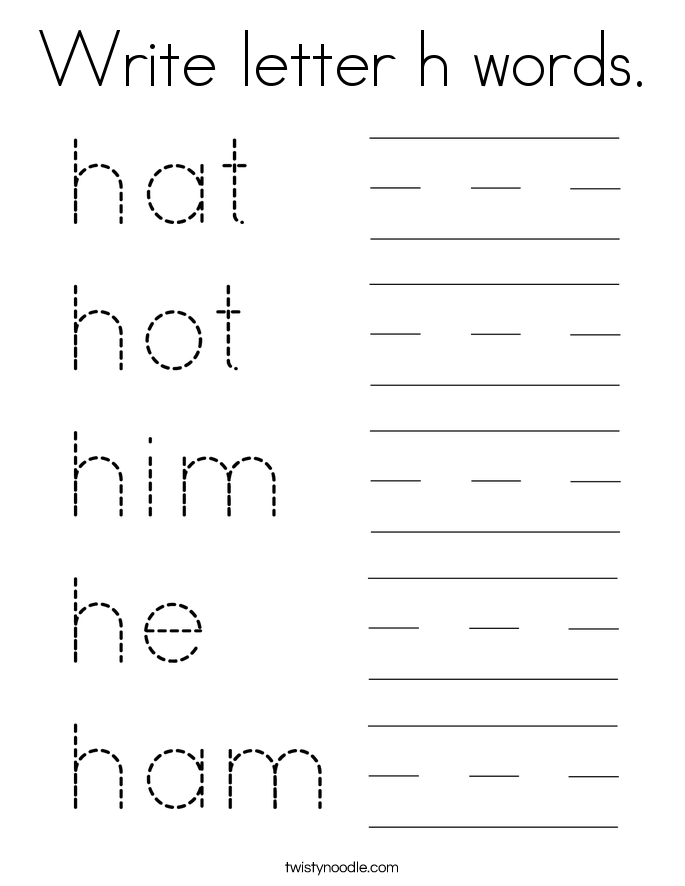 Write letter h words. Coloring Page