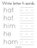 Write letter h words Coloring Page
