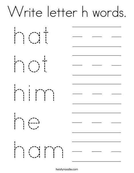 Write letter h words. Coloring Page