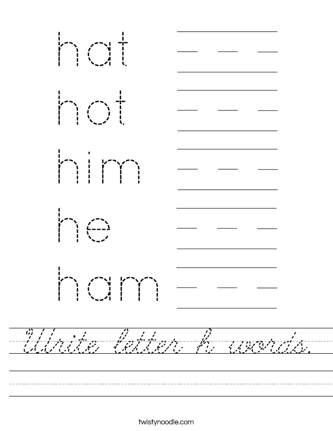Write letter h words. Worksheet