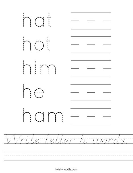 Write letter h words. Worksheet