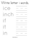 Write letter i words Coloring Page