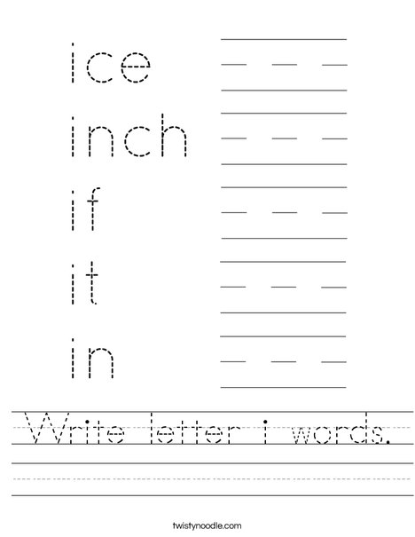 Write letter i words. Worksheet