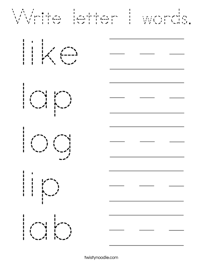 Write letter l words. Coloring Page