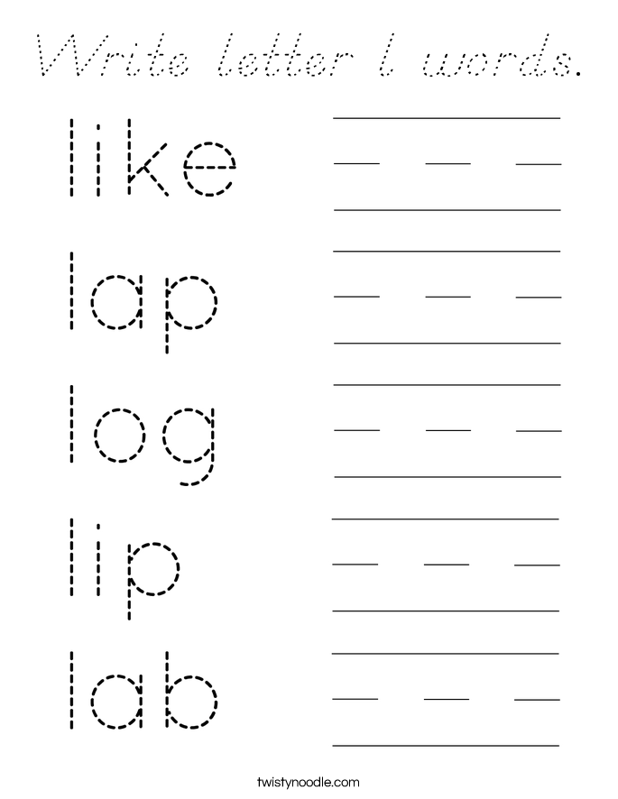 Write letter l words. Coloring Page