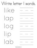 Write letter l words Coloring Page