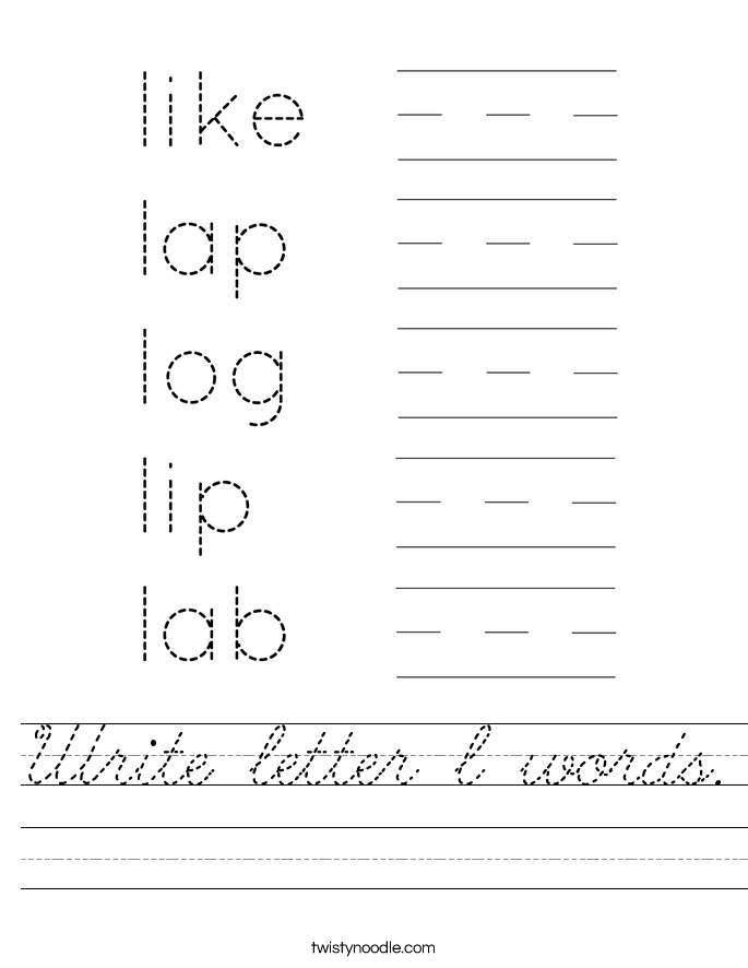 Write letter l words. Worksheet