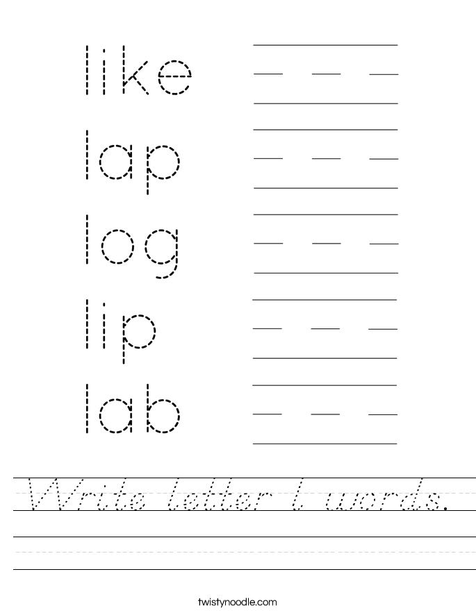 Write letter l words. Worksheet