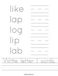 Write letter l words. Worksheet