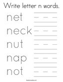 Write letter n words Coloring Page