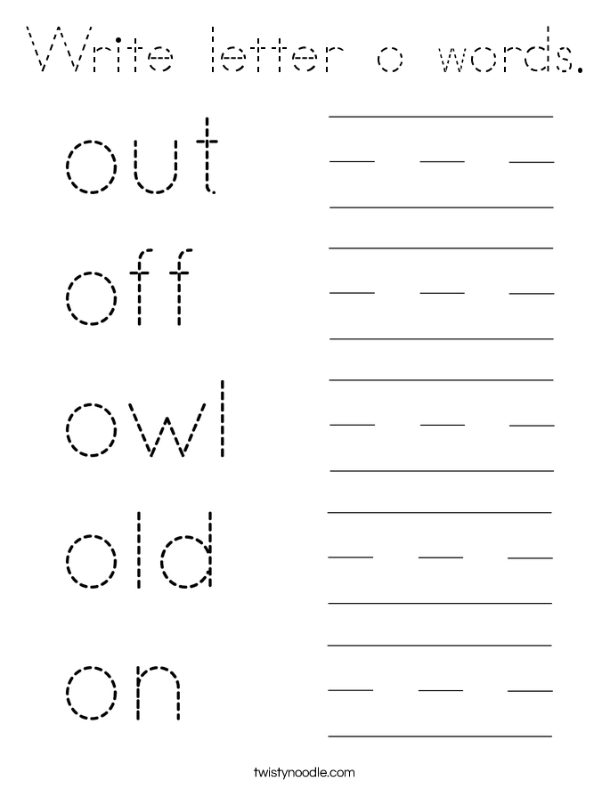 Write letter o words. Coloring Page