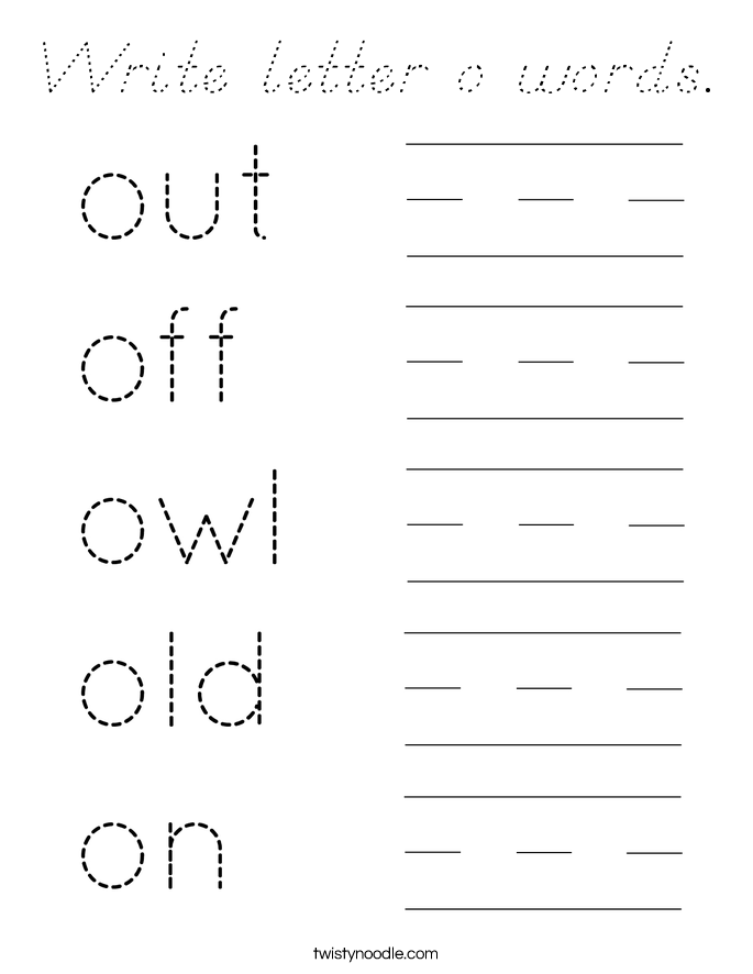 Write letter o words. Coloring Page