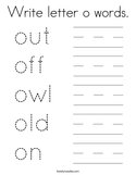 Write letter o words Coloring Page
