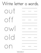 Write letter o words Coloring Page