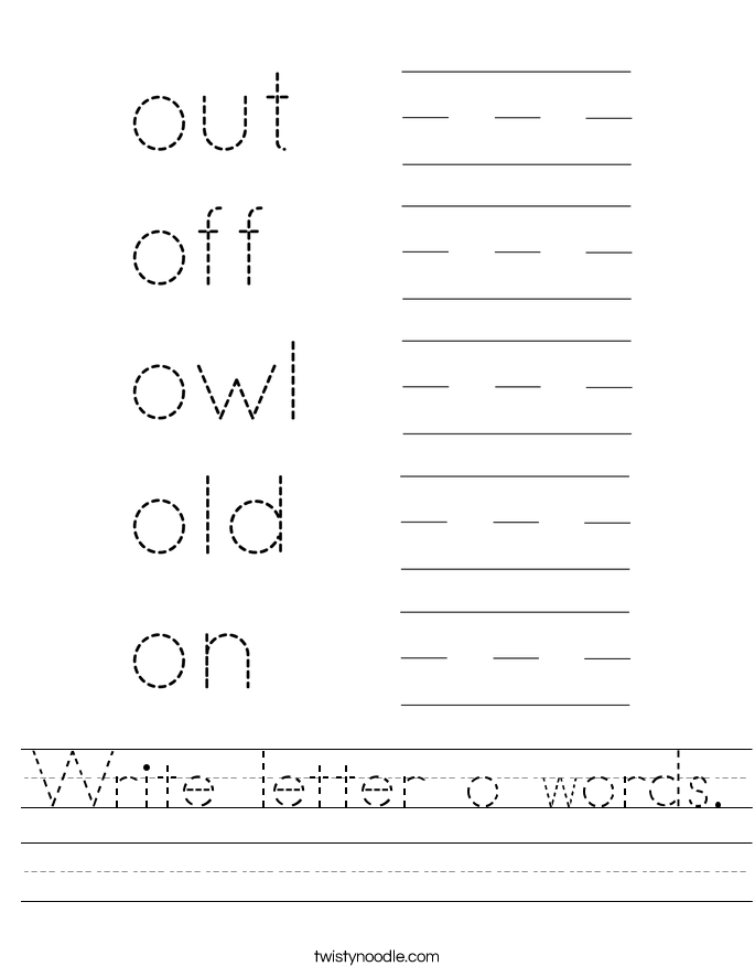 Write letter o words. Worksheet