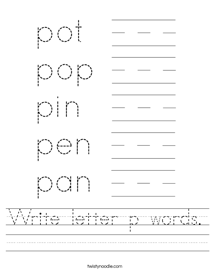 Write letter p words. Worksheet