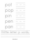 Write letter p words. Worksheet