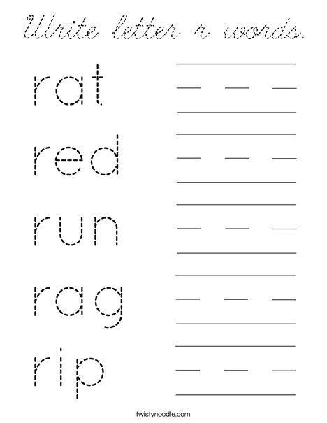 Write letter r words. Coloring Page