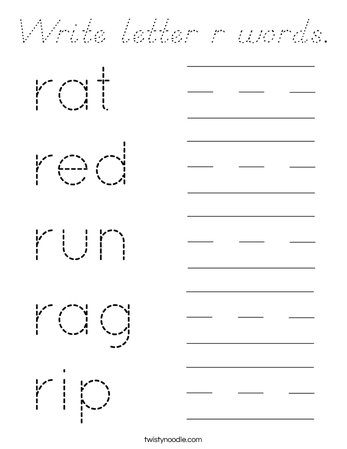 Write letter r words. Coloring Page